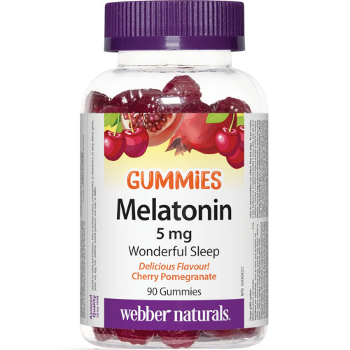 Webber Naturals Melatonin Gummies for Insomnia for Children with Strawberry 5 mg 90 Gummies