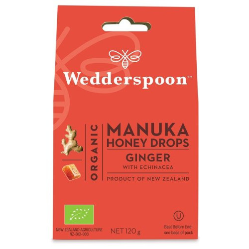 Wedderspoon Organic Drops with Manuka Honey and Ginger 20 pcs