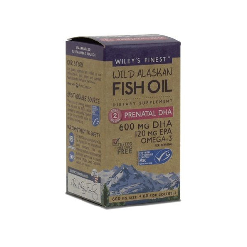 Wiley's Finest Wild Alaskan Fish Oil Prenatal Dha Fish Oil for Pregnancy and Breastfeeding 60 Capsules