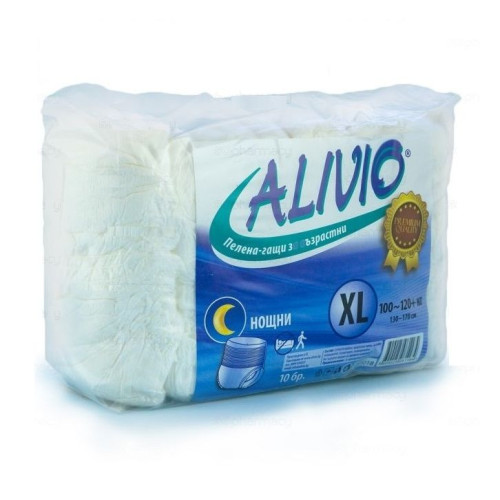 Alivio Night Diapers Pants for Adults 220.5-264.6+ lb (100-120+ kg) Size XL 10 pcs