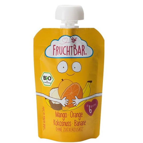 Fruchtbar Organic Mango Orange Coconut and Banana Puree for Children Aged 6+ Months 3.53 oz (100 g) - 3770