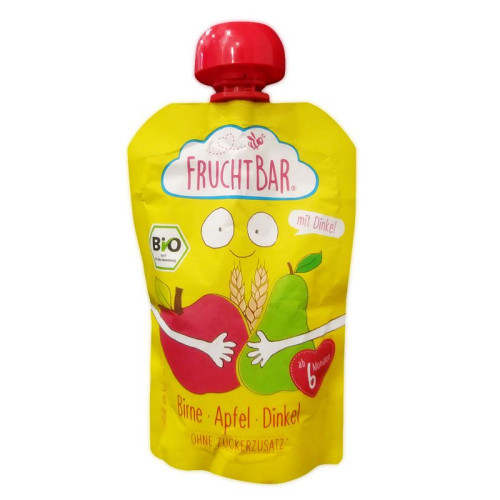Fruchtbar Organic Pear Apple and Spelt Puree for Children Aged 6+ Months 3.53 oz (100 g) - 3470