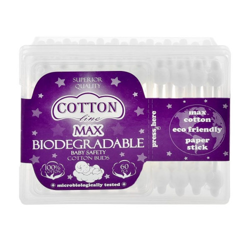 Cotton Line Max Biodegradable Baby Ear Sticks 60 pcs
