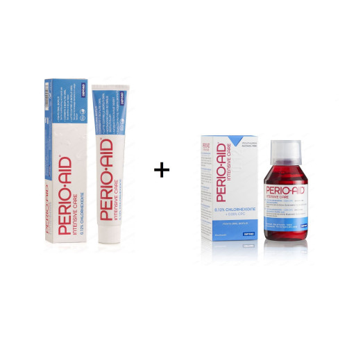Perio-Aid Intensive Promo Set Gel for Cleaning Teeth and Mouthwash for Professional Use in Periodontitis