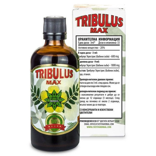 Cvetita Herbal Tribulus Max Tincture Dietary Supplement for Increased Libido and Energy 3.38 fl oz (100 ml)