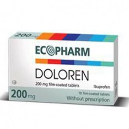 Ecopharm Doloren for Pain and Colds Ibuprofen 200 mg 10 Tablets