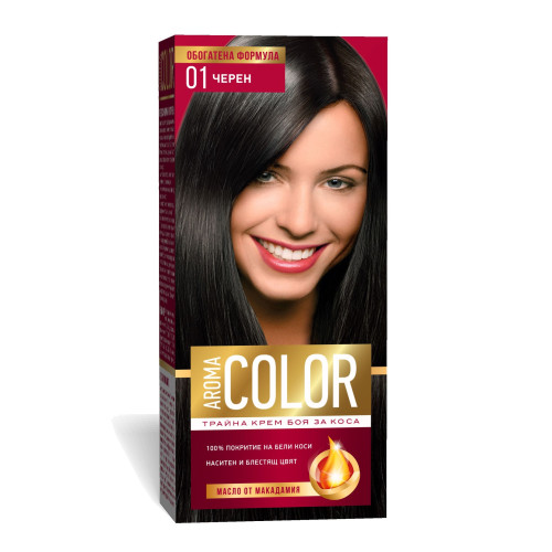 Aroma Color Long-Lasting Cream Hair Dye for Shiny Hair 01 Black