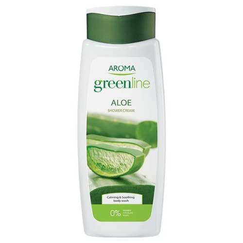 Aroma Greenline Refreshing Body Shower Cream for Deep Care with Aloe Vera 13.53 fl oz (400 ml)