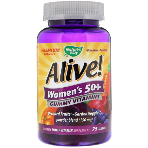 Nature's Way Alive Men's Multivitamins for Women 50+ for High Immunity and Energy 75 Gelatin Tablets