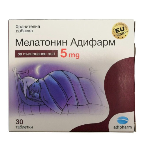 Adipharm Melatonin for Insomnia Busy Daily Routine and Fatigue 5 mg 30 Tablets
