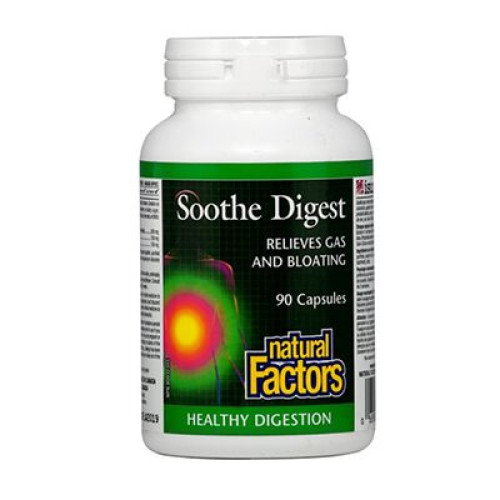 Natural Factors Soothe Digest for After Meals for Stomach Heaviness and Pain 450 mg 90 Capsules