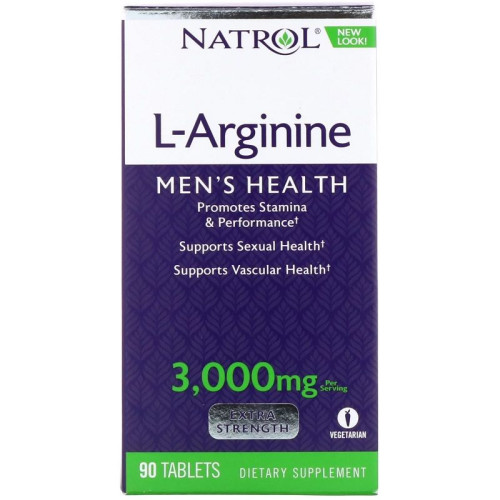Natrol L-Arginine for Tone Energy and Vitality 3000 mg 90 Tablets