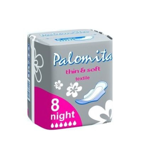 Palomita Thin and Soft Night Sanitary Pads for a Peaceful Night's Sleep 8 pcs