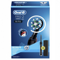 Oral-B Pro 2 2500 Edition Cleaning Electric Toothbrush + Case with Timer Black 1 pc