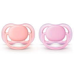 Philips Avent Ultra Air Silicone Pacifier 0-6 Months for Girls Pink-Orange 2 pcs