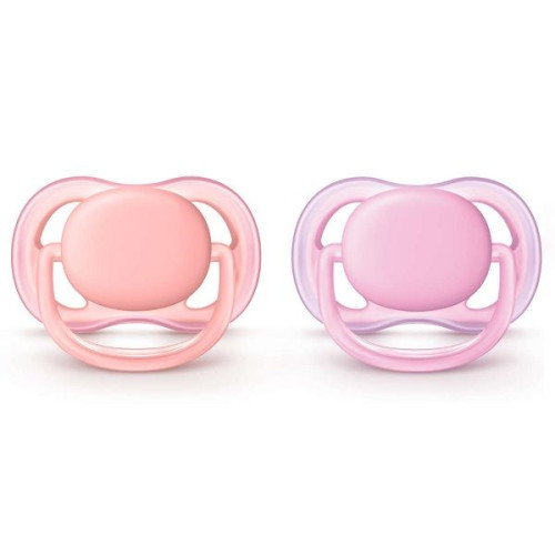 Philips Avent Ultra Air Silicone Pacifier 0-6 Months for Girls Pink-Orange 2 pcs