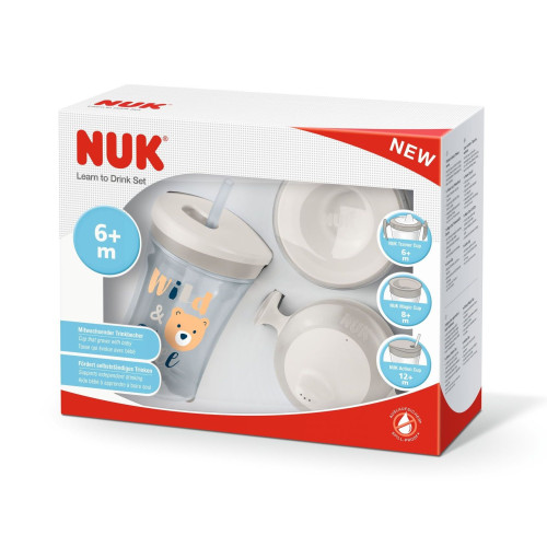 Nuk Evolution Cups All-in-one Set Cup with Three Types of Spouts for Children 6+ Months White