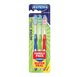 Astera Active+ Trio Toothbrush Medium Size 3 pcs