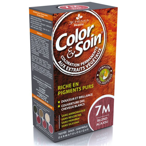 3Chenes Color and Soin Ammonia-Free Hair Dye Color 7M Acacia Blonde 4.56 fl oz (135 ml)