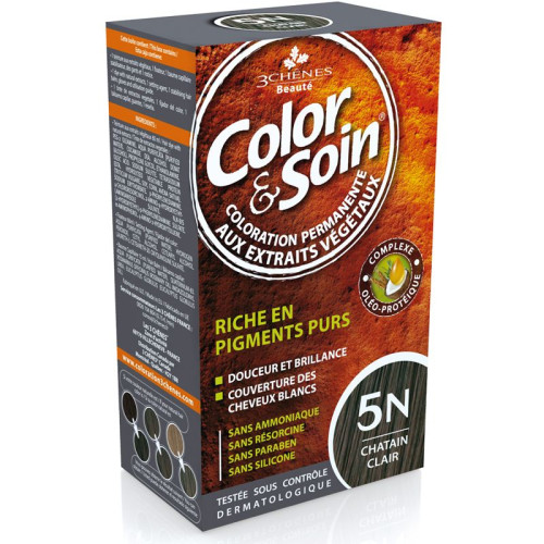 3Chenes Color and Soin Ammonia-Free Hair Dye Color 5N Light Chestnut 4.56 fl oz (135 ml)
