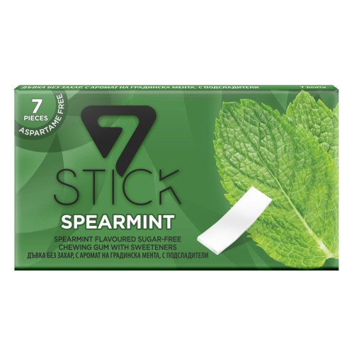 7Stick Spearmint Sugar-Free and Aspartame-Free Mint Flavor Gum 7 Strips