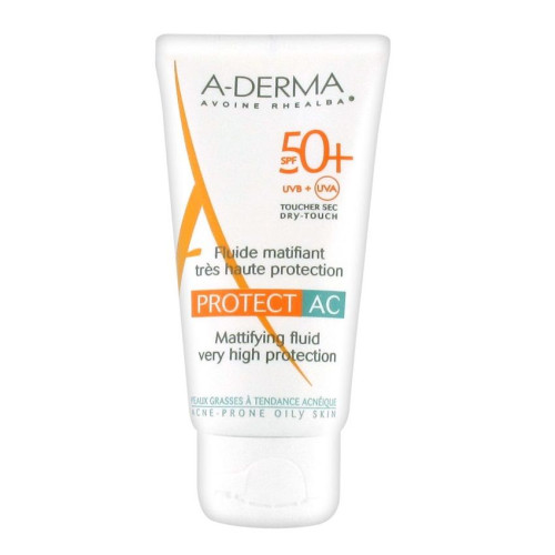 A-Derma AC Protect Mattifying Sunscreen Fluid for Face for Oily Skin SPF 50+ 1.35 fl oz (40 ml)