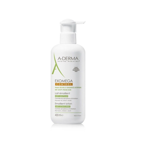 A-Derma Exomega Control Emollient Lotion for Face and Body for Very Dry and Atopic Skin 13.53 fl oz (400 ml)
