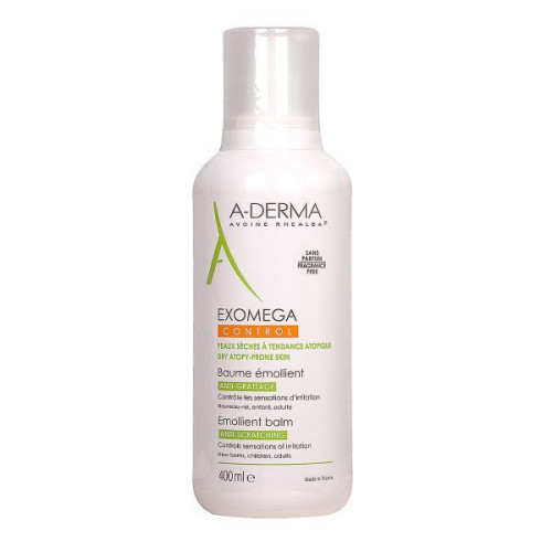 A-Derma Exomega Control Emollient Balm for Face and Body for Very Dry and Atopic Skin 13.53 fl oz (400 ml)