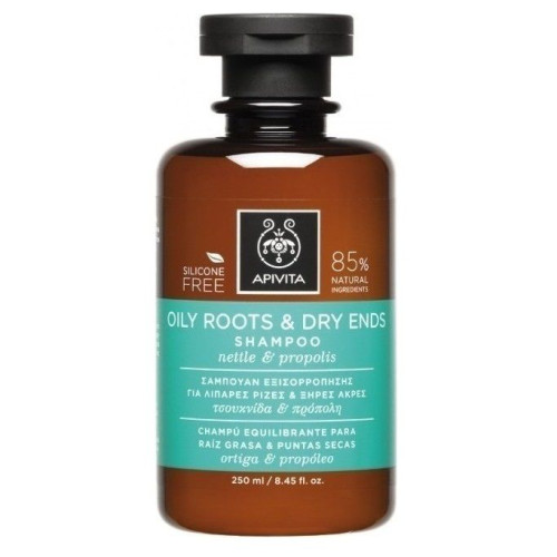 Apivita Oily Roots and Dry Ends Shampoo Shampoo for Oily Scalp and Dry Ends with Nettle and Propolis 8.45 fl oz (250 ml)