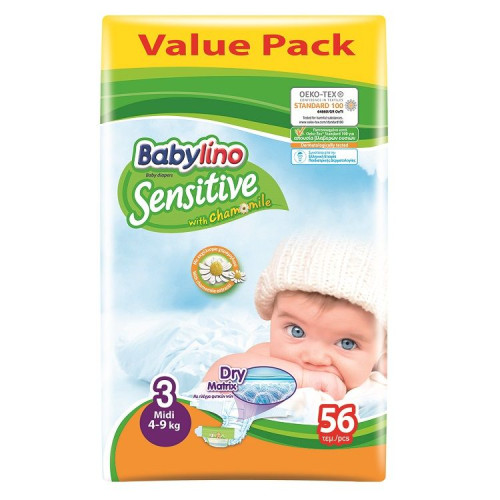 Babylino Sensitive VP 3 Midi Diapers 8.8-19.8 lb (4-9 kg) 56 pcs
