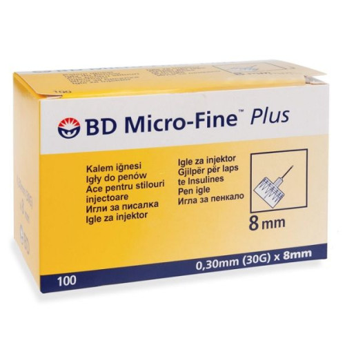 BD Micro-Fine Plus Insulin Pen Needles 0.01 in (0.3 mm) 30G 0.31 (8 mm) 100 pcs