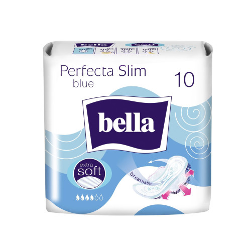 Bella Perfecta Slim Blue Ultra Thin Sanitary Pads with Wings 10 pcs