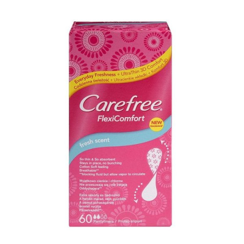 Carefree Flexicomfort Cotton Women's Daily Sanitary Fresh Scent Pads 60 pcs