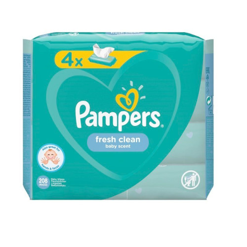 Pampers Fresh Clean Promo Set Refreshing Wet Wipes for Babies 4 x 52 pcs