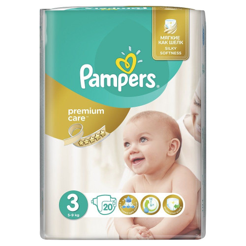Pampers Premium Care 3 Midi Baby Diapers 11-19.8 lb (5-9 kg) 20 pcs