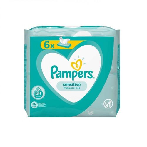 Pampers Sensitive Baby Wipes for Sensitive Skin 6 x 52 pcs