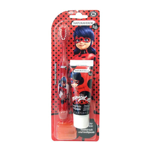 Disney Miraculous Promo Set for Kids Toothbrush and Strawberry and Caramel Flavor Toothpaste