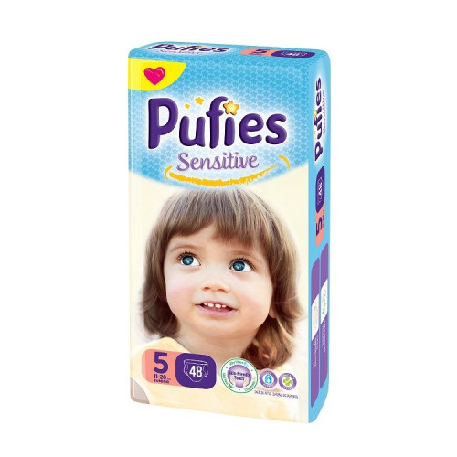 Pufies Sensitive 5 Junior Diapers for Babies 24.3-44.1 lb (11-20 kg) 48 pcs