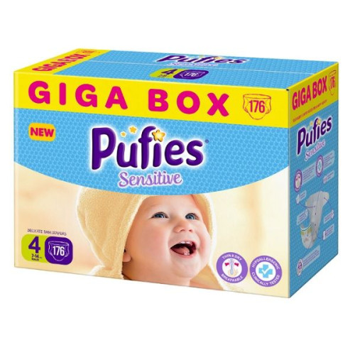 Pufies Sensitive Giga Box 4 Maxi Diapers for Children 15.4-30.9 lb (7-14 kg) 176 pcs