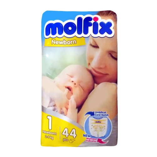 Molfix 1 Newborn Diapers for Babies 4.4-11 lb (2-5 kg) 44 pcs