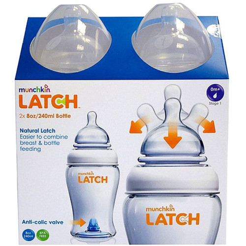Munchkin Latch Feeding Bottle for Children 0+ Months 8.12 fl oz (240 ml) 2 pcs