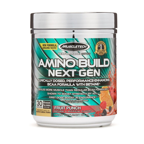 Muscletech Amino Build Next Gen Clinically Dosed BCAA Formula with Fruit Punch Flavor 10.02 oz (284 g)