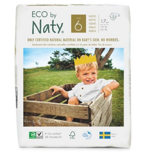 Naty Nature Babycare 6 Eco Disposable Diapers for Children 35.3+ lb (16+ kg) 17 pcs