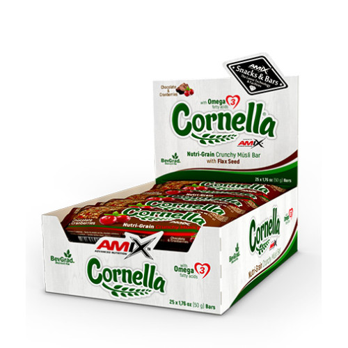 Amix Cornella Muesli Bar Box Chocolate and Red Blueberries 25x1.76 oz (50 g)
