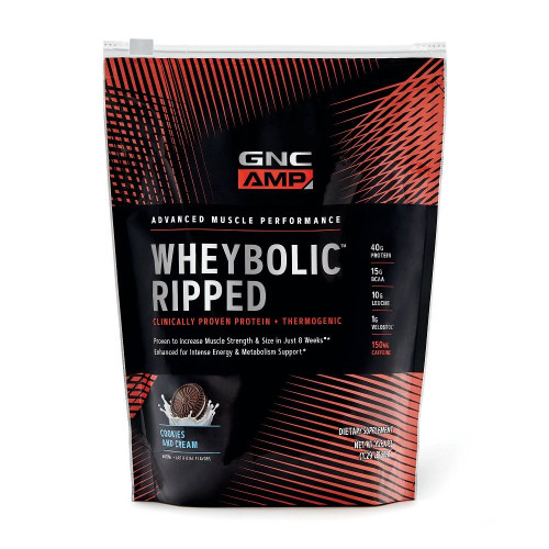 GNC Amp Wheybolic Ripped Cookie and Cream Whey-based Protein with Cookie Flavor 1.29 lb (585 g)