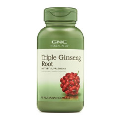 GNC Herbal Plus Ginseng Triple Root for Energy and Tone 90 Capsules