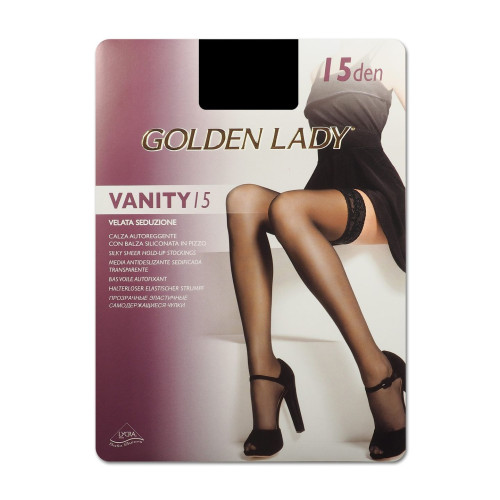 Golden Lady Vanity 15 Elegant Silicone Stockings for Women Nero Color Size S/M 1 pc