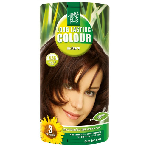 Hennaplus Long Lasting Color Long-Lasting Hair Dye with Organic Extracts Color 4.56 Auburn