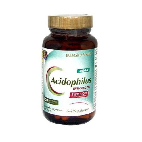 Holland and Barrett Mega Potency Acidophilus 3 Billion Cultures Probiotic with Pectin 100 Capsules