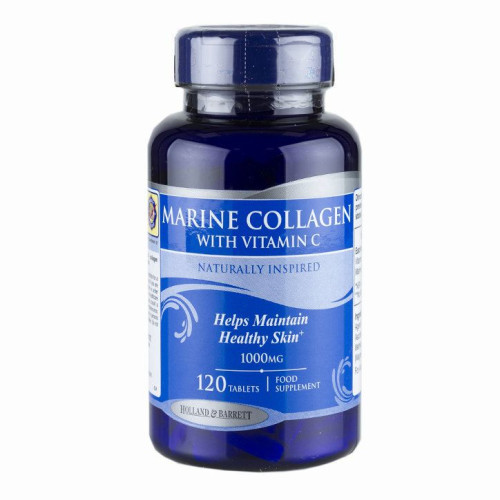 Holland and Barrett Fish Collagen with Vitamin C for Healthy and Supple Skin 1000 mg 120 Tablets
